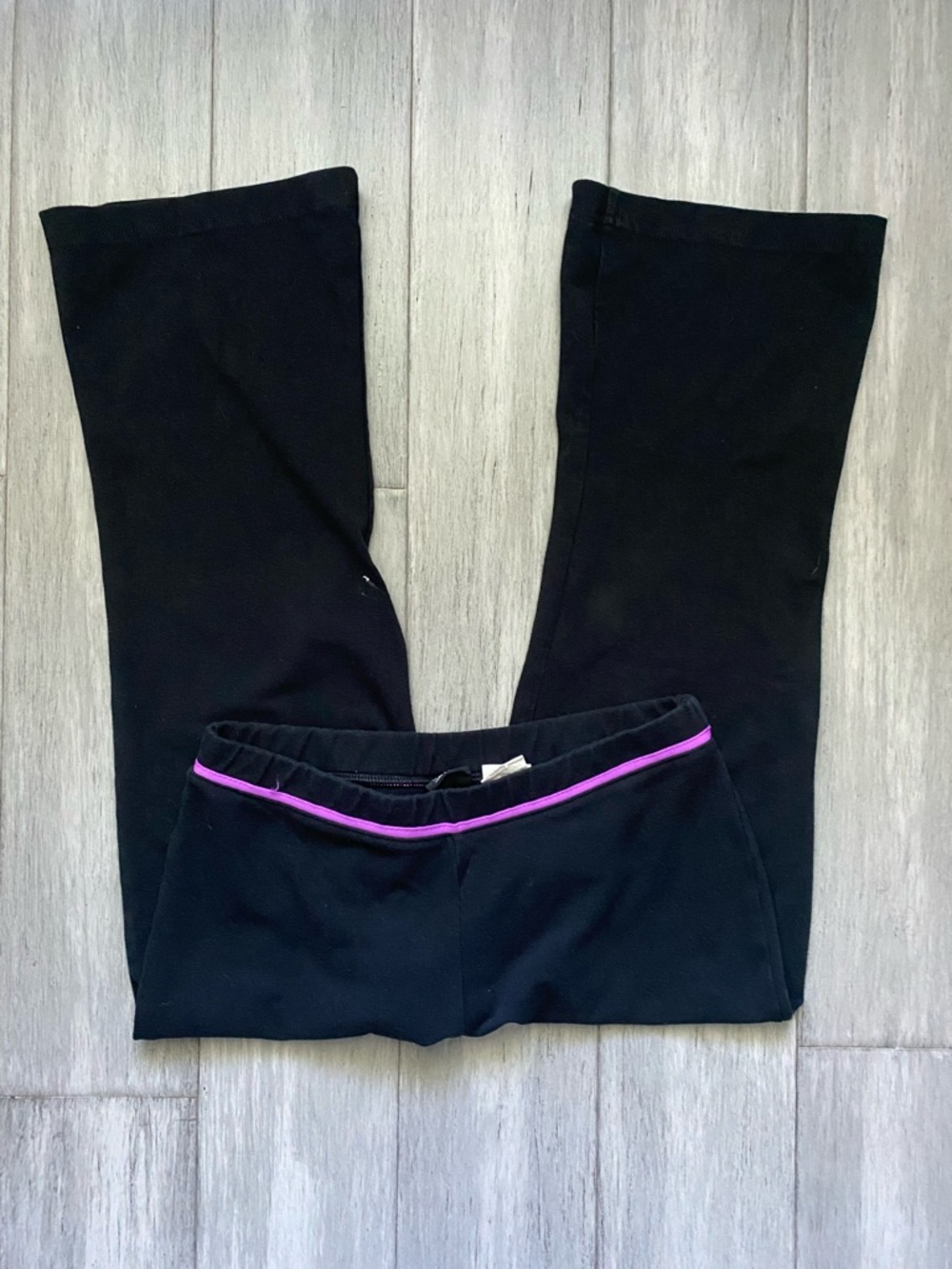 Mossimo Black Yoga Pants with Purple Waistband Accent Cotton Athletic Y2K 2000s